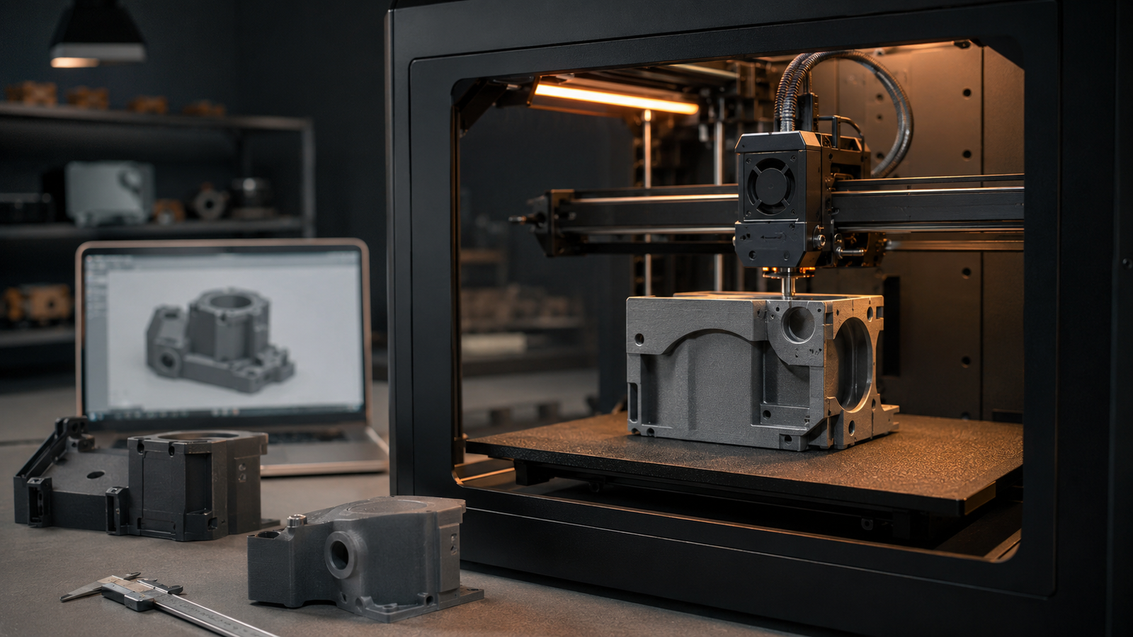Impressora 3D produzindo um protótipo funcional
